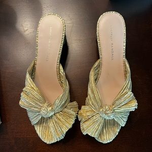 Loeffler Randall Emilia Gold Knot Sandal Low Heel Size 8.5